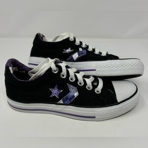Converse All Star Sneakers Low Top Black Purple Shoes Womens Size 6 Mens Size 4